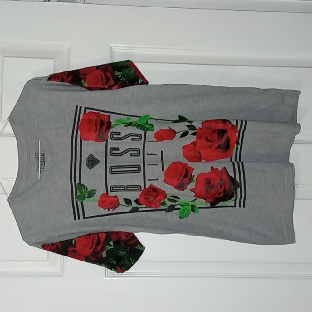 Fresh Laundry Men's Boss Life Red Roses Short Sleeve T Shirt Size L